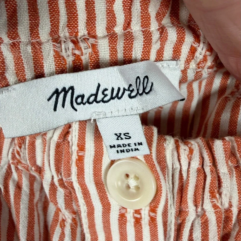 Madewell Rust/Cream Stripe‎ Crop Top XS Cottagecore Boho Weekend Summer Preppy